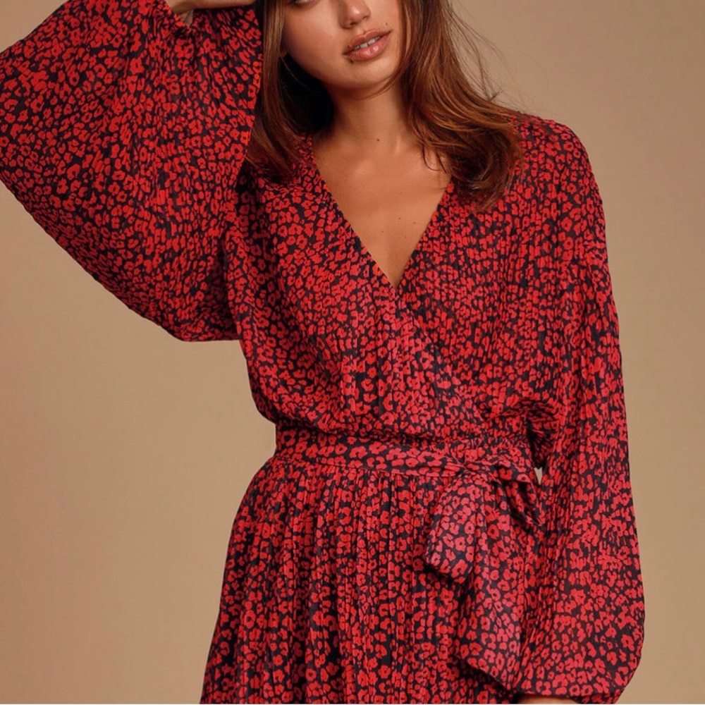 Red Patterned Romper - image 2